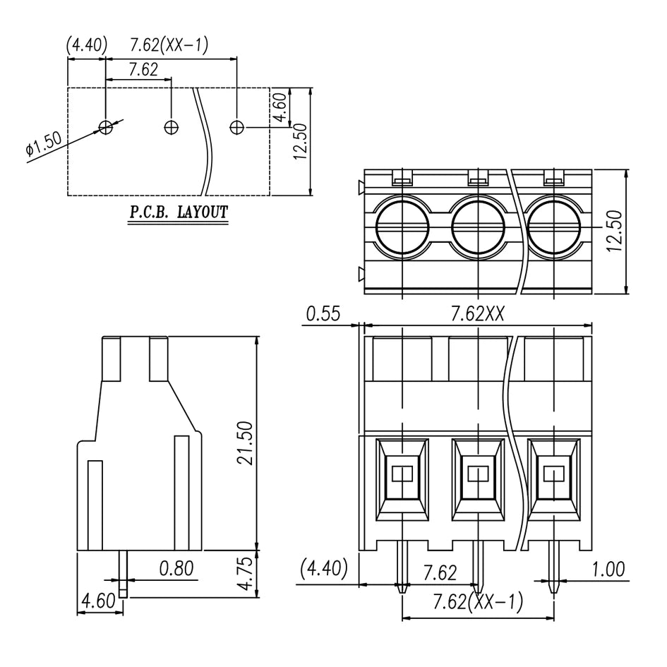 KF7620 7.62 2P 3P PCB UNIVERSAL SCREW TERMINAL BLOCKS DG636 7.62mm 2PIN 3PIN MKDS5 /2 - 7,62 1868076  CONTACT