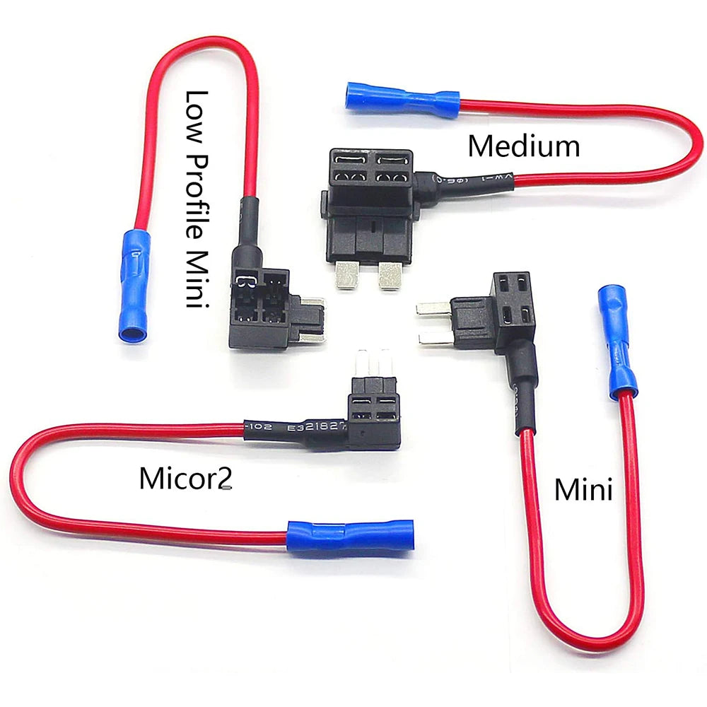 16pcs 4 Types Add-a-Circuit Fuse Tap Adapter with Standard & Mini & Low Profile Mini & Micro2 Blade Fuse Holder for Trucks Boats