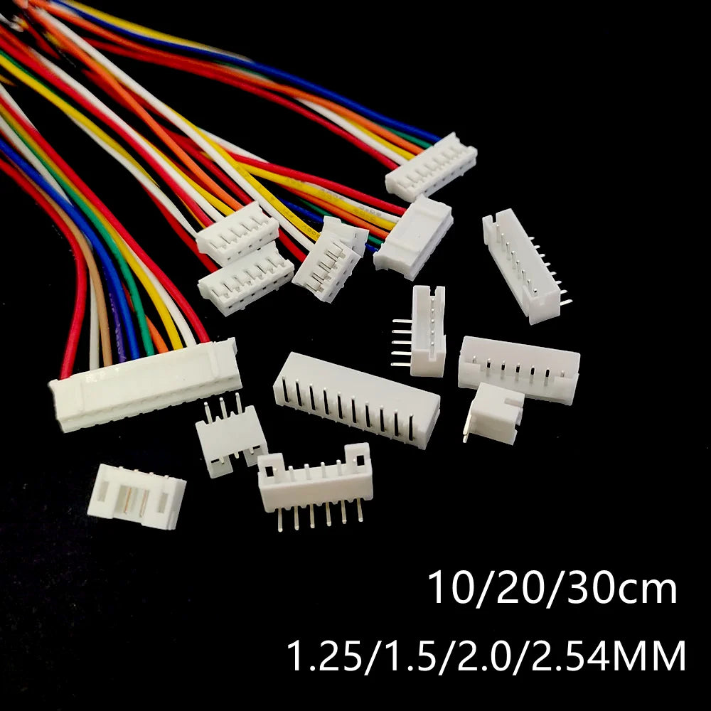 5Sets JST XH2.54 XH ZH PH 1.25mm 1.5mm 2.0mm 2.54mm Wire Cable Connector 2 3 4 5 6 7 8 9 10 12 PIN Male and Female Plug Socket