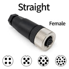 1PCS M12 A Code Circular Sensor Connector 4Pin 5Pin 8Pin 12Pin Male & Female Straight / Right Angled Waterproof Cable Plug