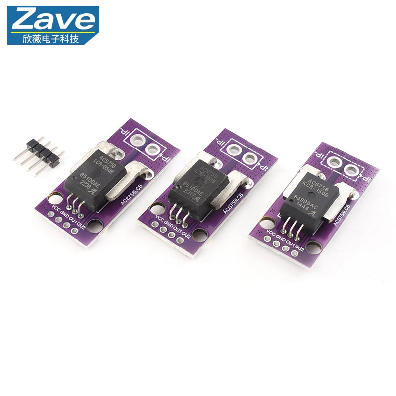 50A -200A Hall Current Sensor Module Linear Analog AC DC 3.3V-5V ACS758 ACS758LCB-050B 100B-PFF-T For Arduino RC Model Connector