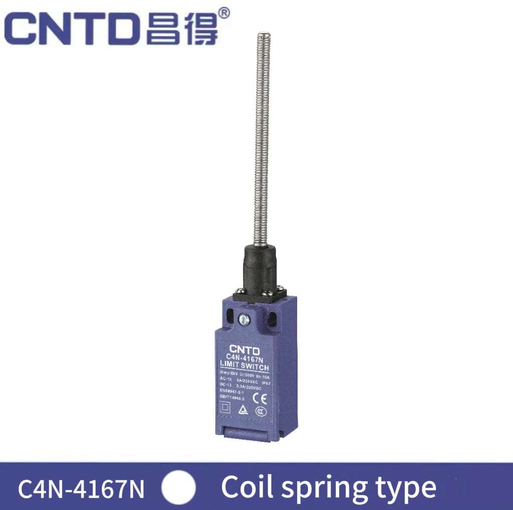 CNTD C4N-4167N Limit Switch IP67 Waterproof Coil Spring Type 3N Low Actuation Force 1NC 1NO Slow Action Forced Disconnect