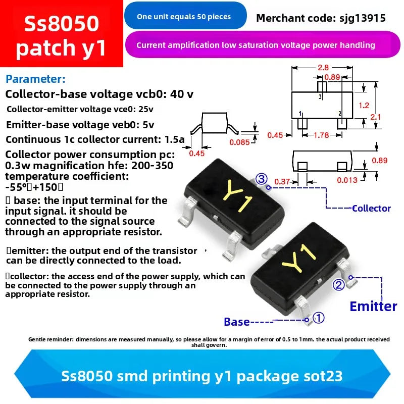 NPN PNP Transistor SOT23/S9018/MMBT4403/S9015/FMMT618TA//BZX84-C2V4/2SC1623/BAT54/A1015 Y1 04 J8 2T M6 618 D4 T3 1F A4 L6 JV3 BA