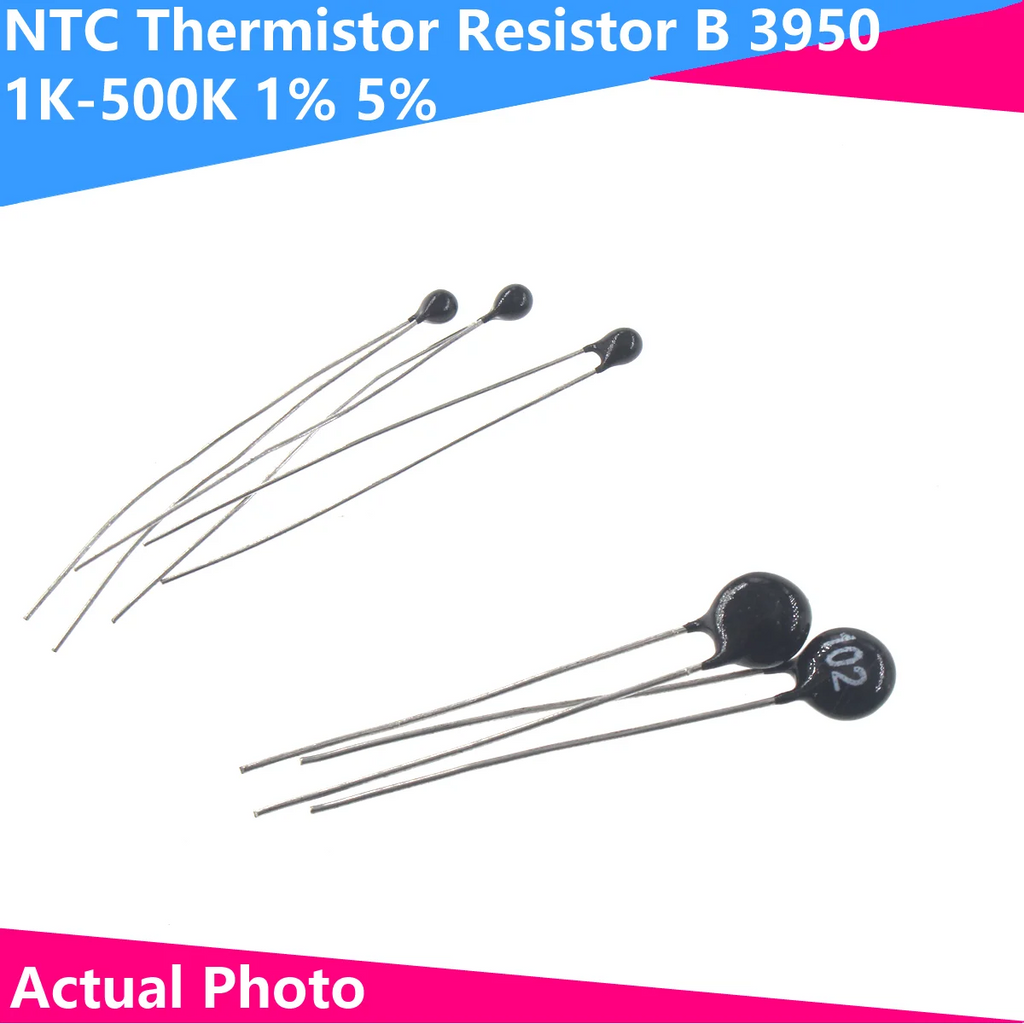 20PCS NTC Thermistor Resistor B 3950 NTC-MF52AT MF52A 1K 2K 3K 4.7K 5K 6.8K 10K 15K 20K 40K 47K 50K 100K 500K Ohm