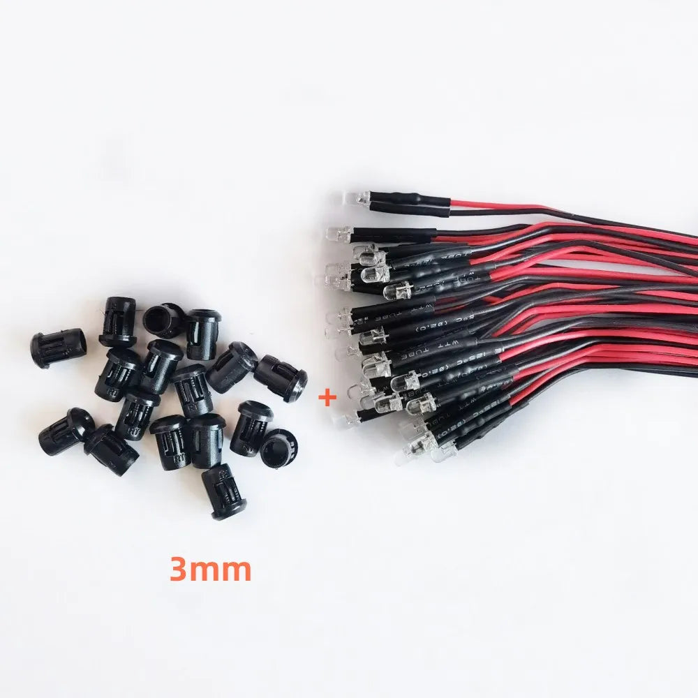 20PCS Transparent LED Diodes DC3V 5V 12V 24V 3MM 5MM 10MM For Red/Green/Blue/Yellow/UV/ Orange/Pink/Hot/White/RGB Pre-cable