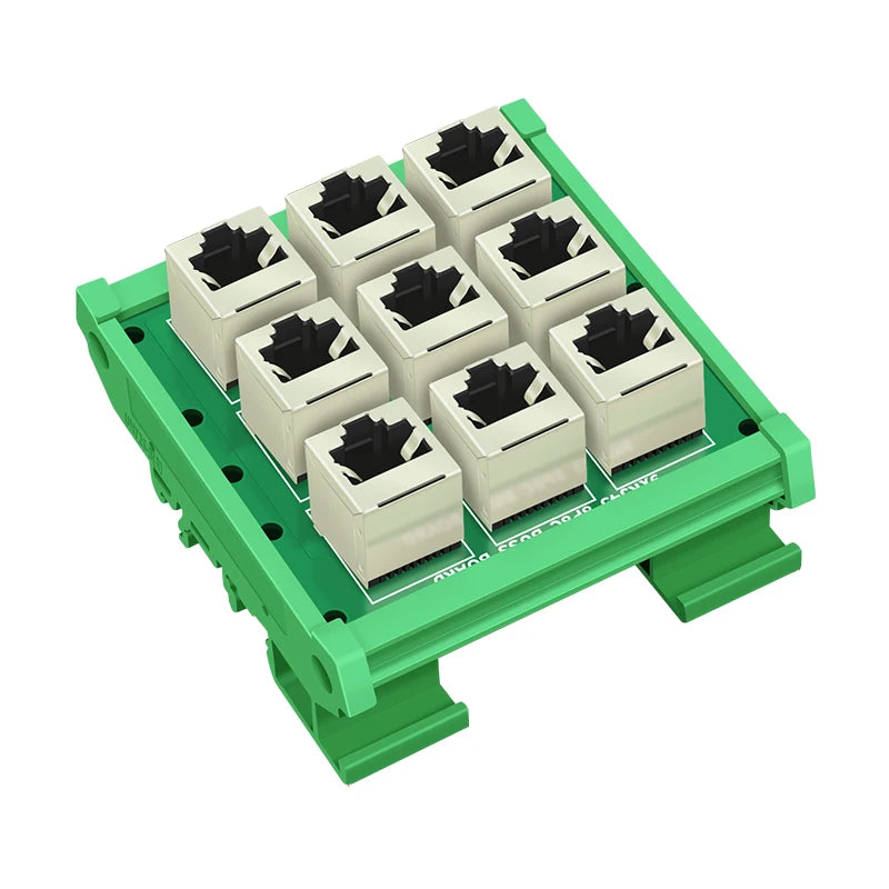 RJ45 8P8C 9-Way Buss Board Interface Module With DIN Rail And Panel Mounting Foot