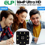 ELP 16MP Autofocus USB Camera IMX298 Sensor Ultra HD No Distortion Webcam with Night Vision White LED for Security System