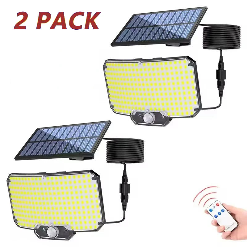 234 LED Solar Lights Outdoor Motion Sensor Dusk to Dawn Solar Powered Security Flood Light, Split 16.5ft Cable for Wall Garden