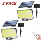 234 LED Solar Lights Outdoor Motion Sensor Dusk to Dawn Solar Powered Security Flood Light, Split 16.5ft Cable for Wall Garden