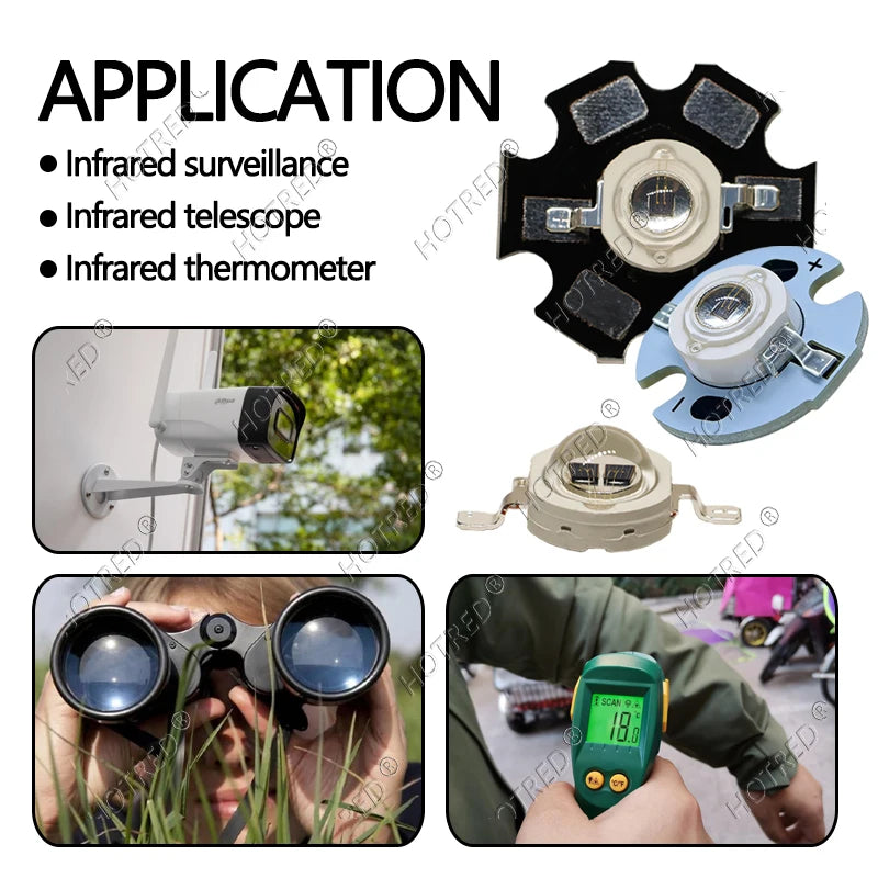 1-10pcs IR LED 3W 5W 1050nm High Power Infrared Chip 1.2-1.8V 700mA 1400mA Diode Light Laser Lamp for Night Vision CCTV Camera