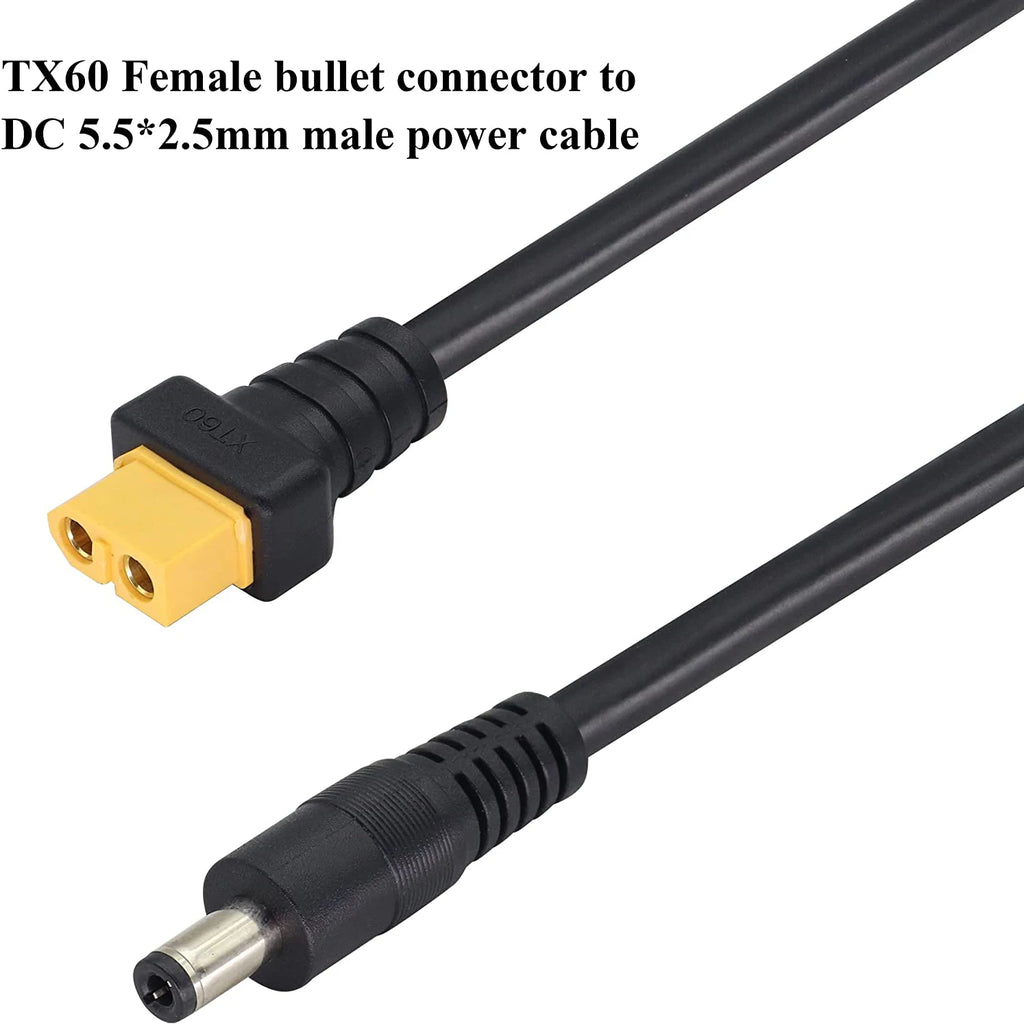 2pack XT60 Connector to DC 5.5X 2.5mm Male Power Jack Adapter Cable for TS100 Soldering Iron,FPV Monitor Power,Drone Power Cord