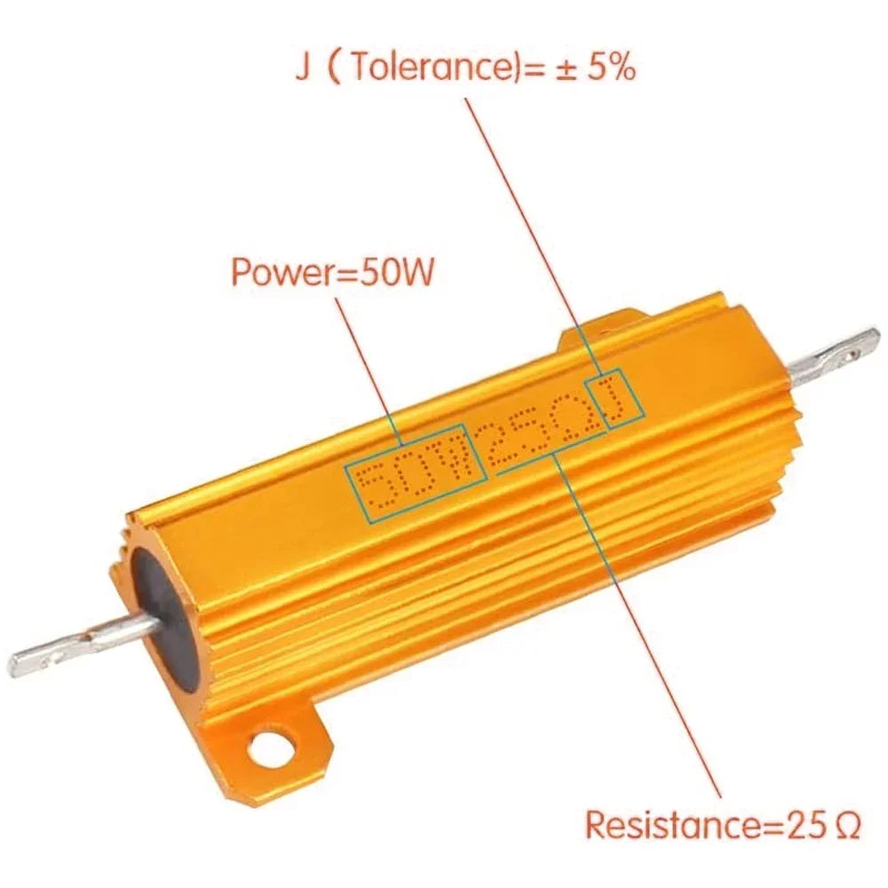 2PCS 10W 25W 50W 100W Load Resistor Aluminum Power 0.1~1K Ohm Metal Shell Case Wirewound Resistor Resistance Load Resistor