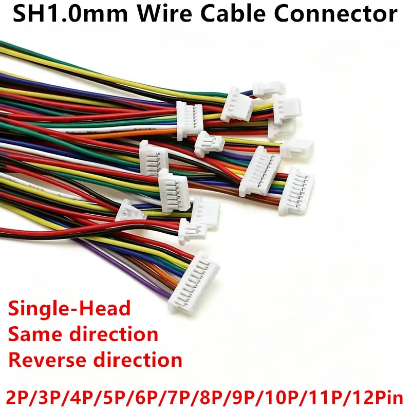 10PCS SH 1.0mm Wire Cable Connector DIY SH1.0 JST 2/3/4/5/6/7/8/9/10/11/12Pin Electronic Line Double Connect Terminal Plug 28AWG