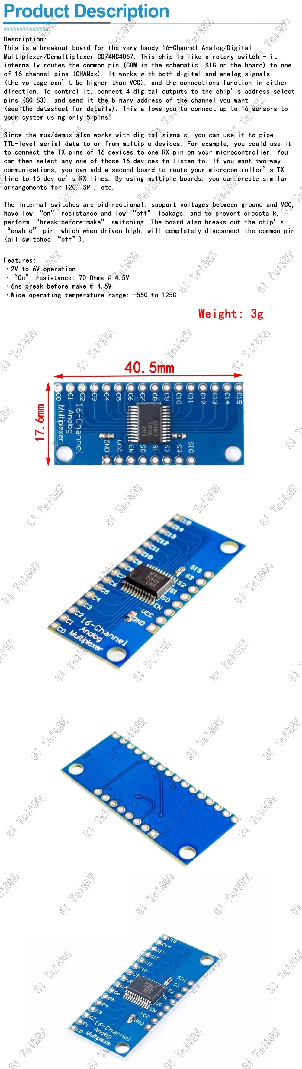 1PCS /5PCS/10PCS CD74HC4067 74HC4067 16-Channel Analog Digital Multiplexer Breakout Board Module