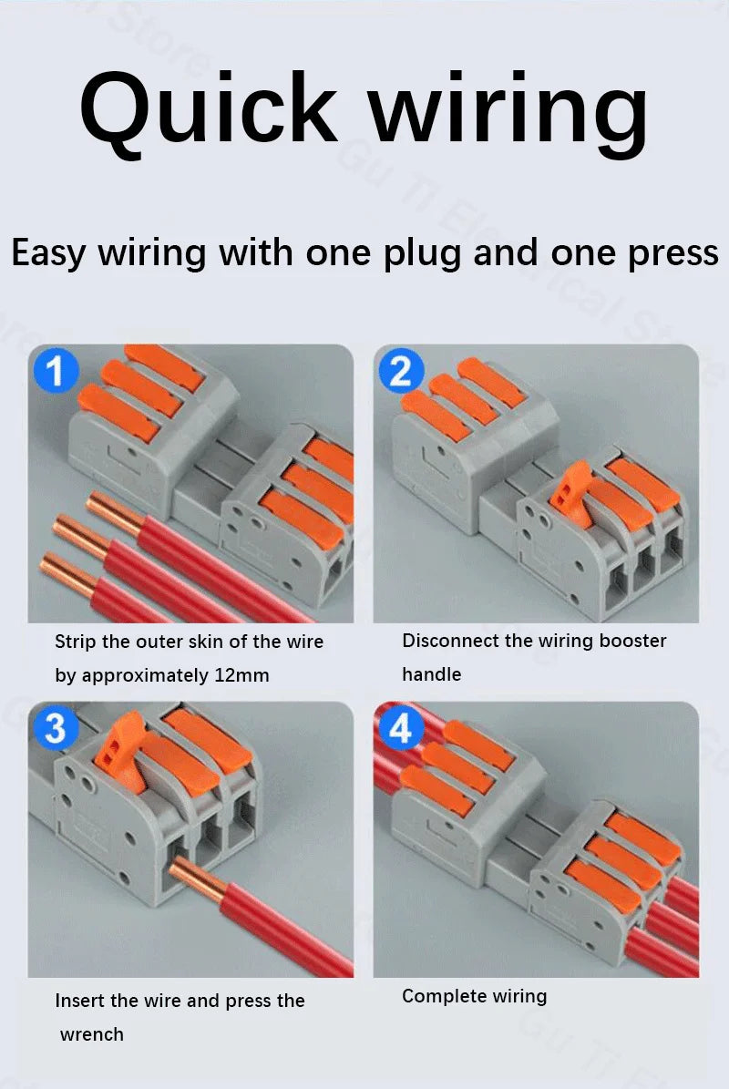 Male Female Docking Mini Quick Wire Connector Universal Compact Electrical Wiring Connectors Push-in Conductor Terminal Block