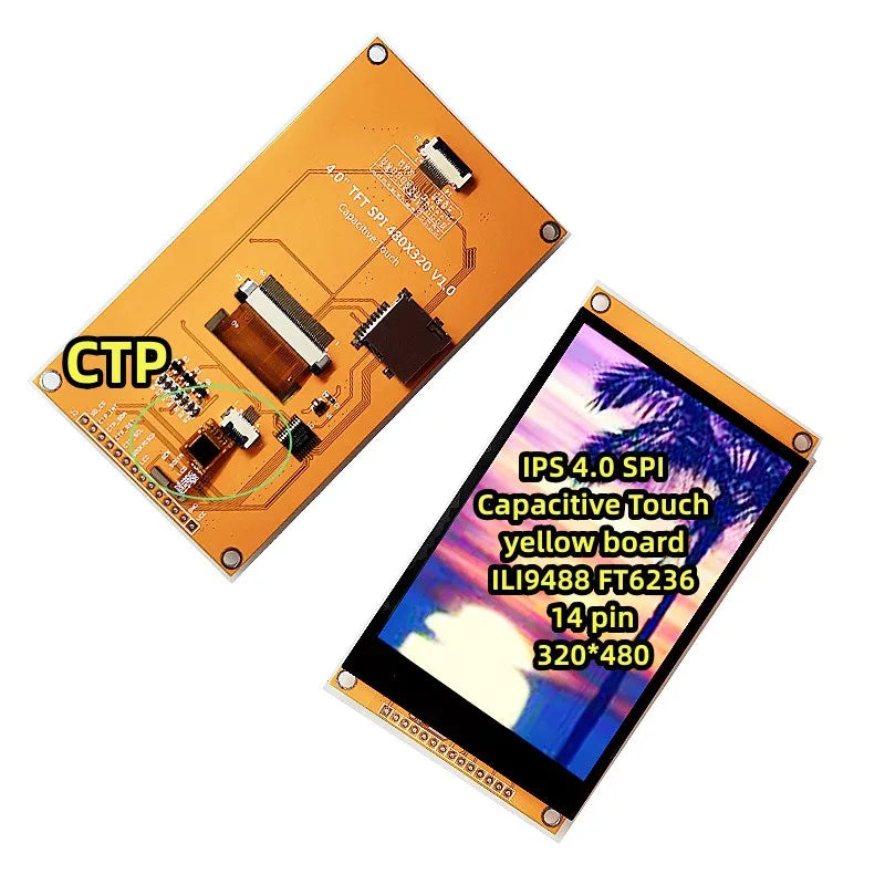 New IPS 4.0 Inch SPI Capacitive Touch Yellow Board Module ILI9488 FT6236 Esp32 14 Pin Electronic 320*480