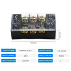 DIN Rail Screw Terminal Block Barrier Strip TB1503 TB2503 TB4512 15/25/45A Electrical Wire Connector with Flame Retardant Cover