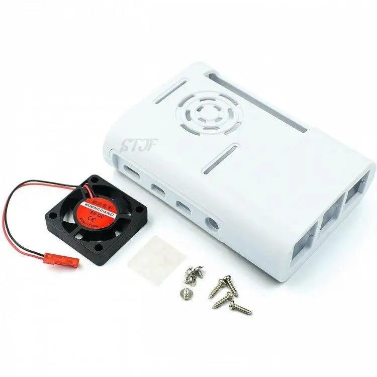 for Raspberry Pi 4B ABS injection molded case with a black and white heat dissipation fan