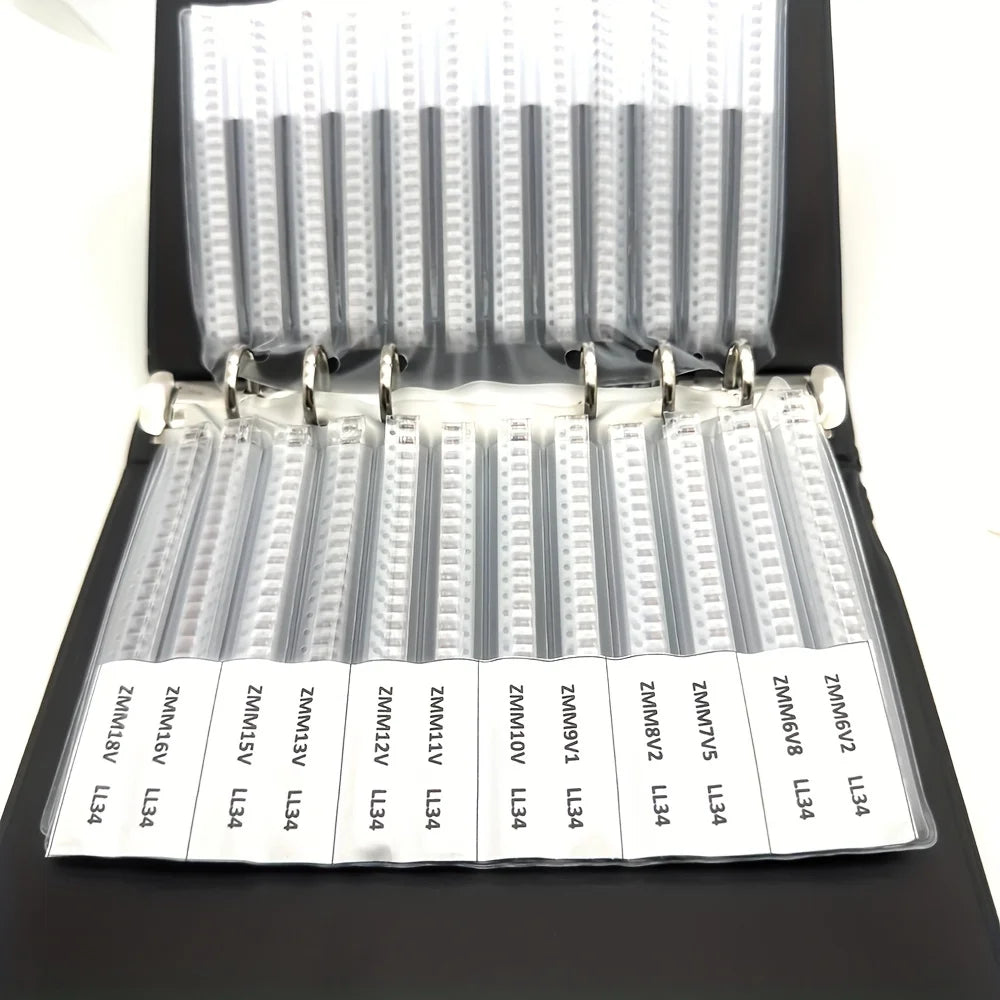 LL34 SMD Zener Diode Book LL4148 1/2W 2v-510v 34Values Package Assorted Kit 0.5W Eries Sample Book Commonly Used Sample Kit