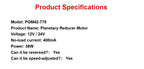 12V24VDC 775 Long life Ultra High torque forward and reverse 42mm planetary brush reduction motor Planetary gear DC low speed