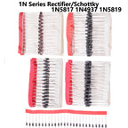 1N Series Rectifier/Schottky 1N4001 1N5399 Diode Assortment Encapsulated Diode 1N4007 45mil 1N5817 1N4937 1N5819 1N60 1N914