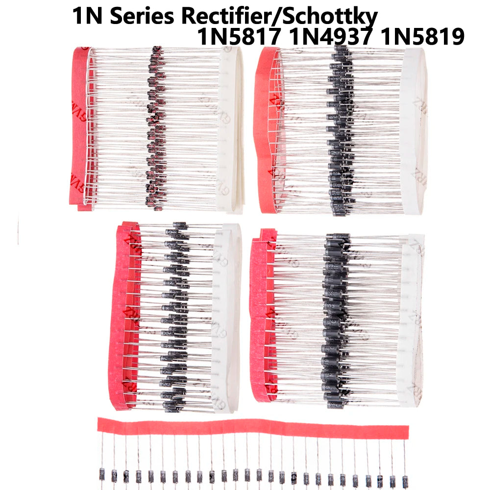 1N Series Rectifier/Schottky 1N4001 1N5399 Diode Assortment Encapsulated Diode 1N4007 45mil 1N5817 1N4937 1N5819 1N60 1N914