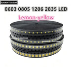 Highlight 0603 0805 1206 2835 SMD LED, Lemon-yellow, 3V Light Emitting Diode Lamp Beads
