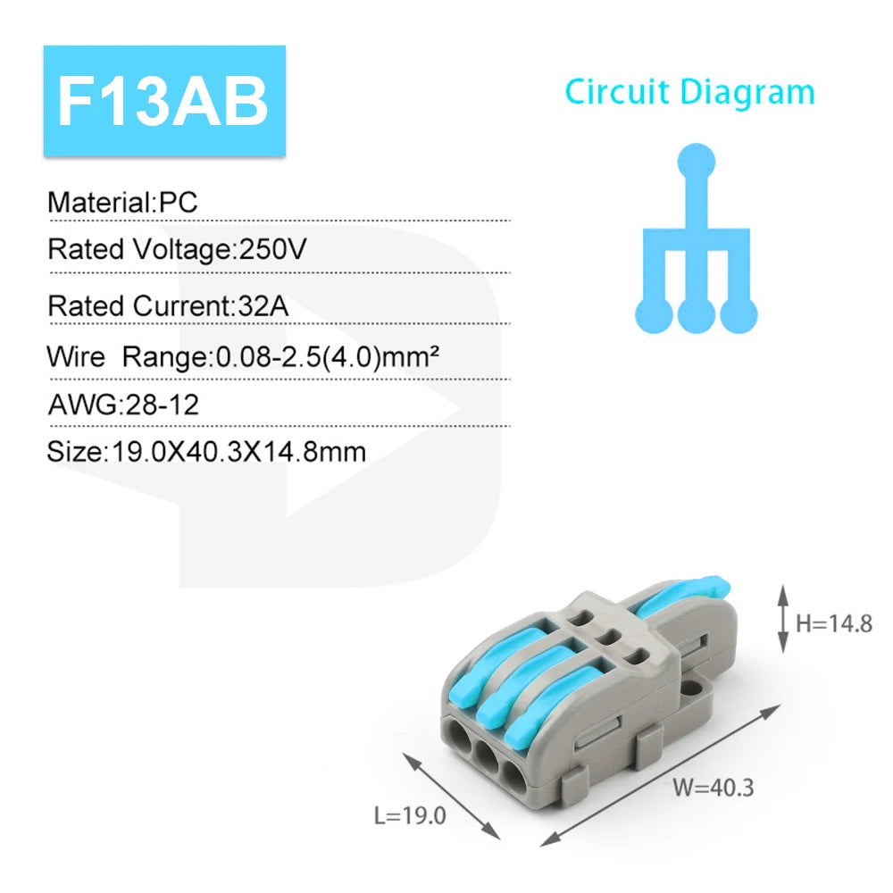 10/100PCS Electrical Cable Connector 1 in Multiple out Quick Wire Terminal Block 2/3/4/5Pin Push in Lever Connectors 0.08-4.0mm2