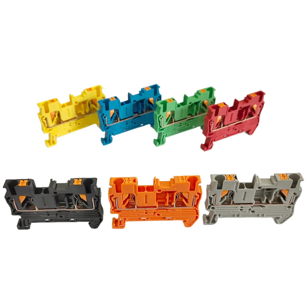 PT2.5 Din Rail Terminal Block 12AWG Push-in Spring Contact End Cover Stop Jumper Bridge Marker Strip Assembly Combined Kit