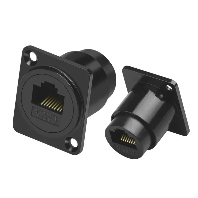 1pc Metal Round/D Type Module RJ45 CAT6&USB 2.0/3.0&Type C&HDMI-Jack Socket Through Network Panel Mounting Electronic Connector