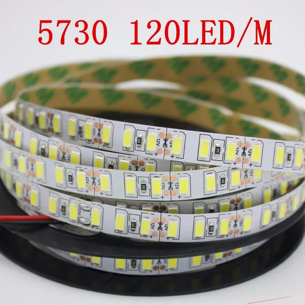 120Leds/m 5M LED Strip SMD 5730 Flexible LED Tape Light SMD 5630 Not Waterproof White /Warm White 4000K NW DC12V