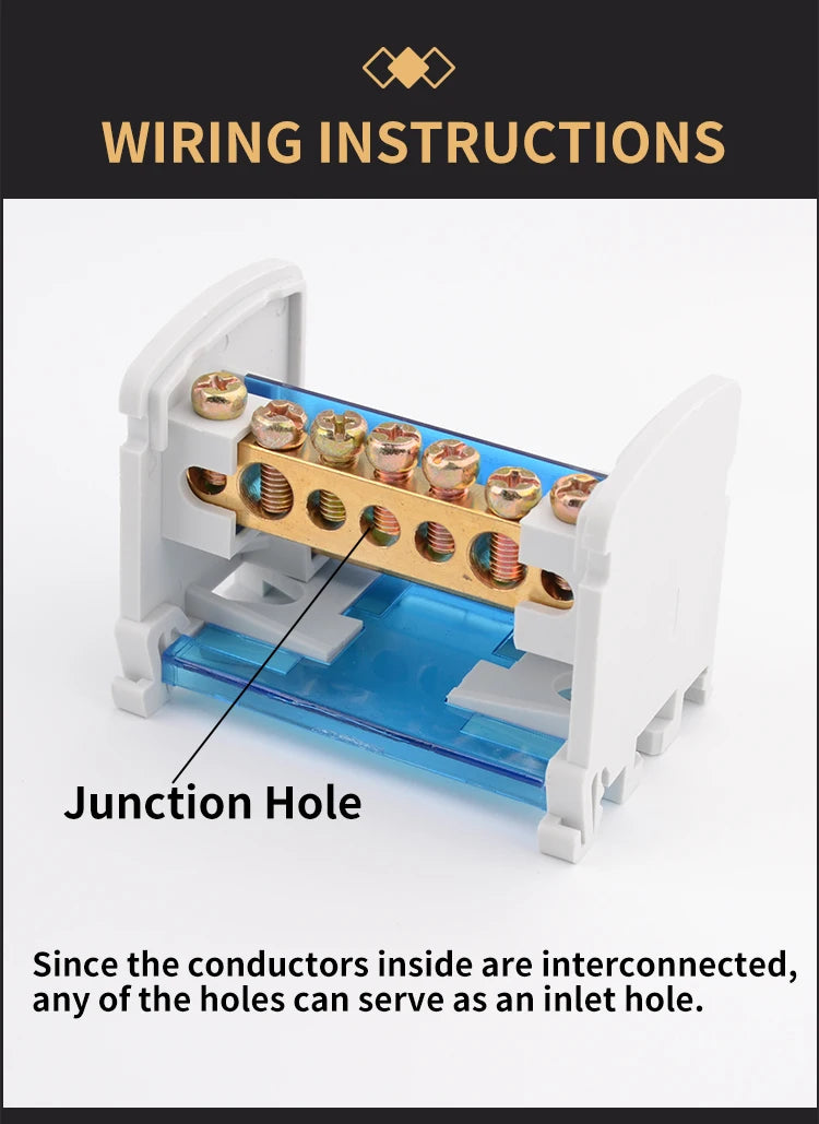 JINH Din Rail Distribution Terminal Block Screw Connection High Power 2 4 Bus Universal Electric Wire Connector Junction Box