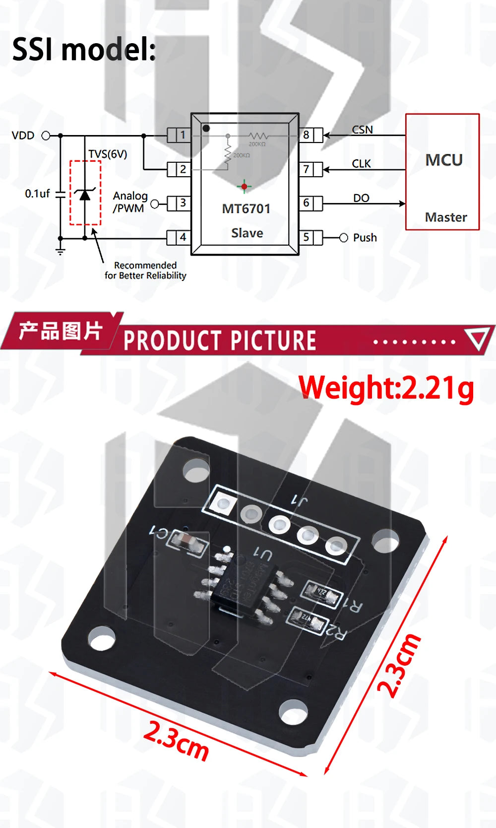 BS MT6701 magnetic encoder magnetic induction angle measurement sensor module 14bit high precision instead of AS5600