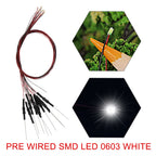 20pcs Pre-wired 20cm Long 30awg Wire SMD LED 0402 0603 0805 Lights Soldered Resistor for 12V White Red Blue Yellow Green