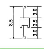 100pcs 2.54mm Male Pin Header L7.5/8.5/9.5/10.5mm 1x2/3/4/5/6P Straight Single Row Single Plastic 0.8U Gold PCB Connector