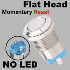 12mm metal push button waterproof nickel plated brass button switch Latching/self-locking/fix high/flat head on-off NO LED
