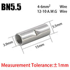 BN Copper Electrical Wire Cable Connection Crimp Sleeve Tubular Ferrule Lug Connector Non-Insulated Tube Butt Splices Terminal