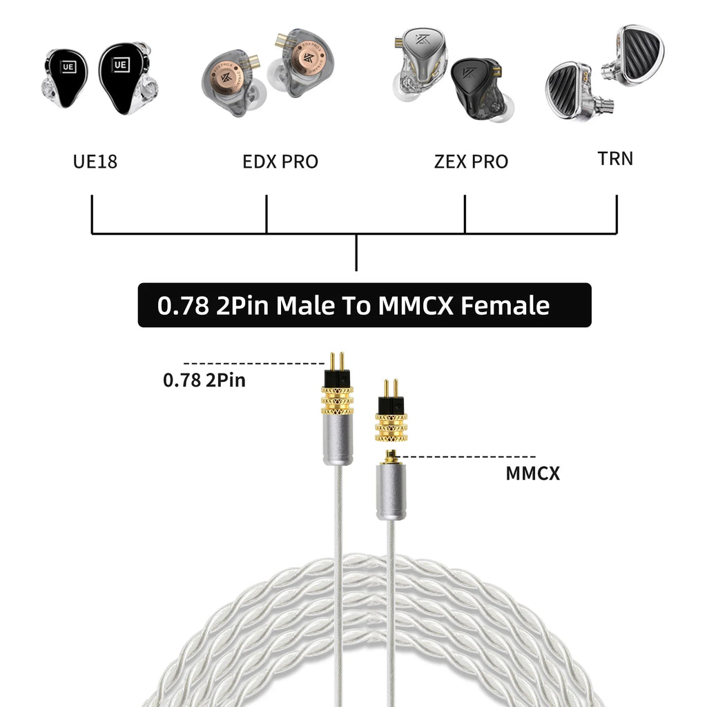 OKCSC Earphones Adapter 0.78mm Male to MMCX Connector for IER-M7\IER-M9IER-Z1R\XBA-300AP\XBA-N3BP\JVC HA-FX850\HA-FX1100\HA-FD02