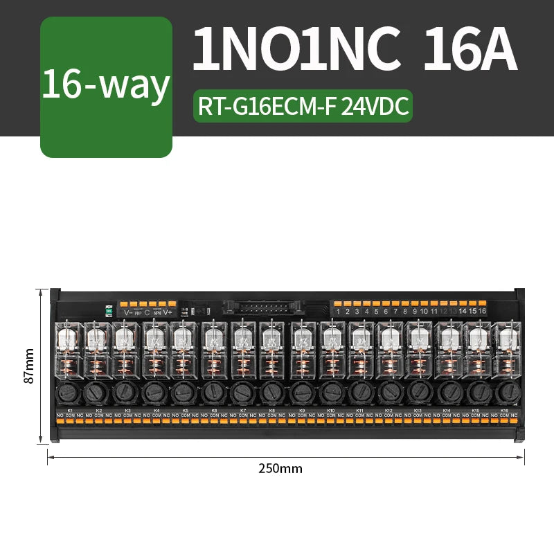 ENMG PNP/NPN Intermediate Relay Module G2R-1-E Control Module DC 24VDC One Open One Closed 16A 8/16 Way Screw Type Spring Inline