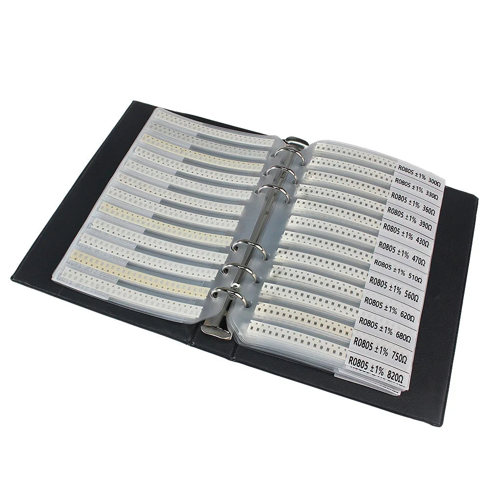 4250PCS 0805 SMD Resistor Book Kit 1% High Precision 1Ω-10MΩ 170 Values Sample Resistor Book for Electronics Repair DIY