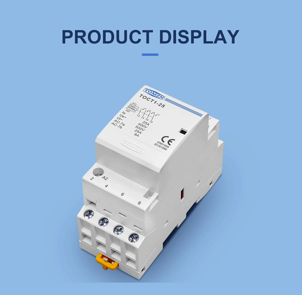 TOMZN TOCT1 4P 25A 4NO 4NC 2NC2NO 220V/230V 50/60Hz Din Rail Household AC Modular Contactor