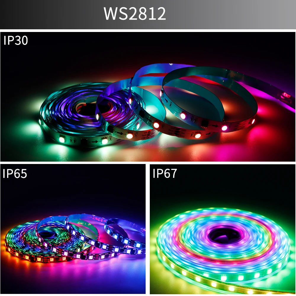 WS2811 WS2812B WS2815 WS2815 RGB LED Strip WS2812 Individually Addressable 30/60/144Pixels/Leds/m Tape Light IP30/65/67 DC5V/12V