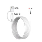 DIY USB C to 2 Pin Bare Wire Open End Power Cable, 5V USB Type C Male Plug 2 Pin Pigtail Cable, for Type C Replacement or Repair