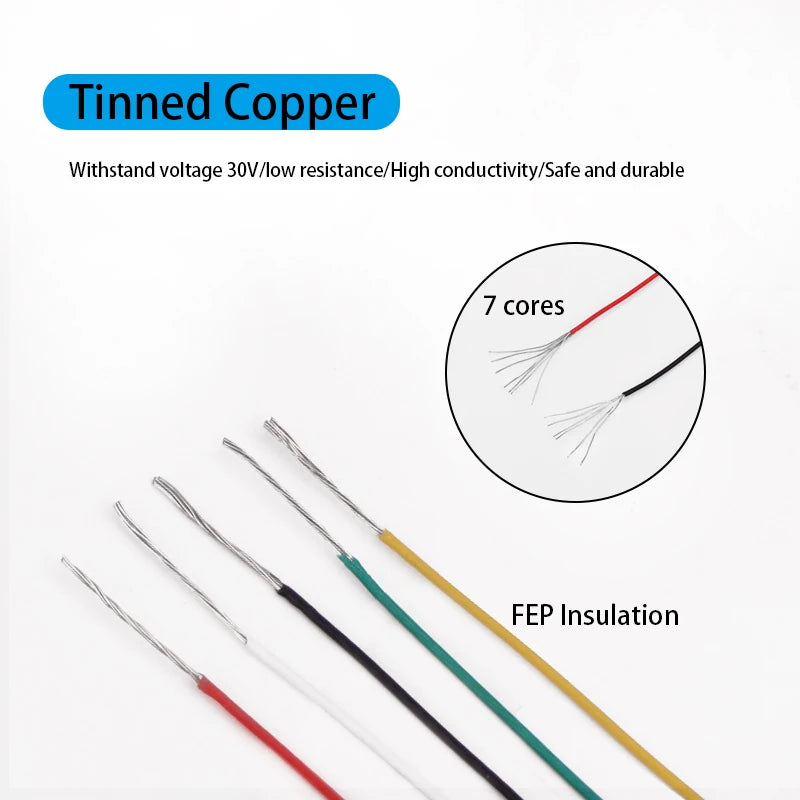 26-40AWG UL10064 PTFE High Temperature Wire Ultra Fine Micro Cable Plastic Solder High Conductivity Copper Cable 10M/20M/50M