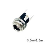 5/10pcs DC025 5.5*2.1mm/5.5*2.5mm DC Socket With Nut 5.5x2.1/2.5mm DC Power Jack Socket Female Panel Mount Connector DC-025