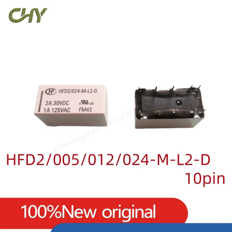 5V Coil Bistable Latching Relay DPDT 30VDC 2A 1A 125VAC HFD2-005/012/024-S-L2-D HFD2-005/012/024-M-L2-D HFD2-005/012/024-M/S