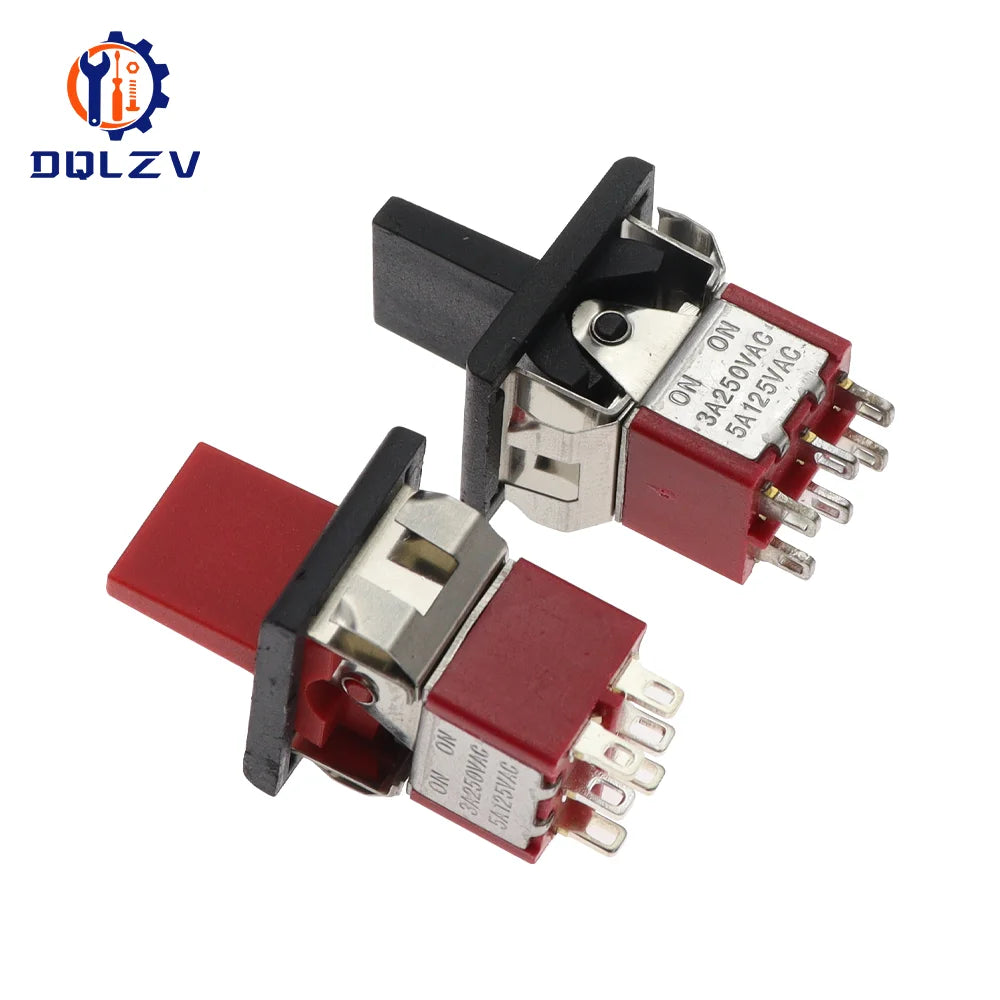SPDT DPDT Reset Latching Toggle Switch RLS-102 5A 125V 3A 250 AC Mini 3 6PIN ON-ON ON-OFF-ON Rocker Switch Lights Motors