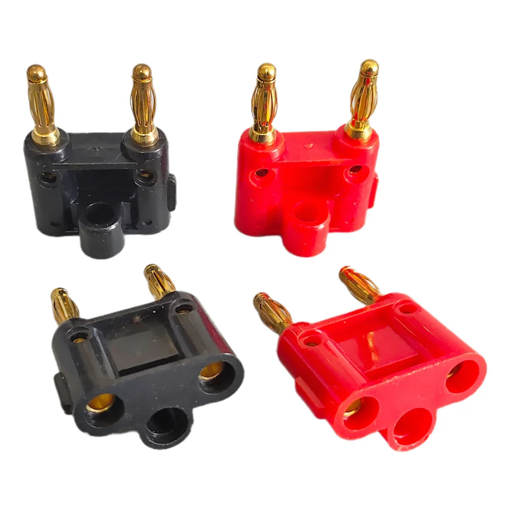 2Pcs Double Row 4mm Twin Banana Plug Audio Speaker Connector Amplifier Terminal Couple Socket Adapter for Audio Wiring