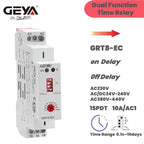 GEYA GRT8-EC 10A Dual Function Timer Relay on Delay or off Delay Relay AC220V AC380V ACDC24V-240V Time Relay CE CB ROHS