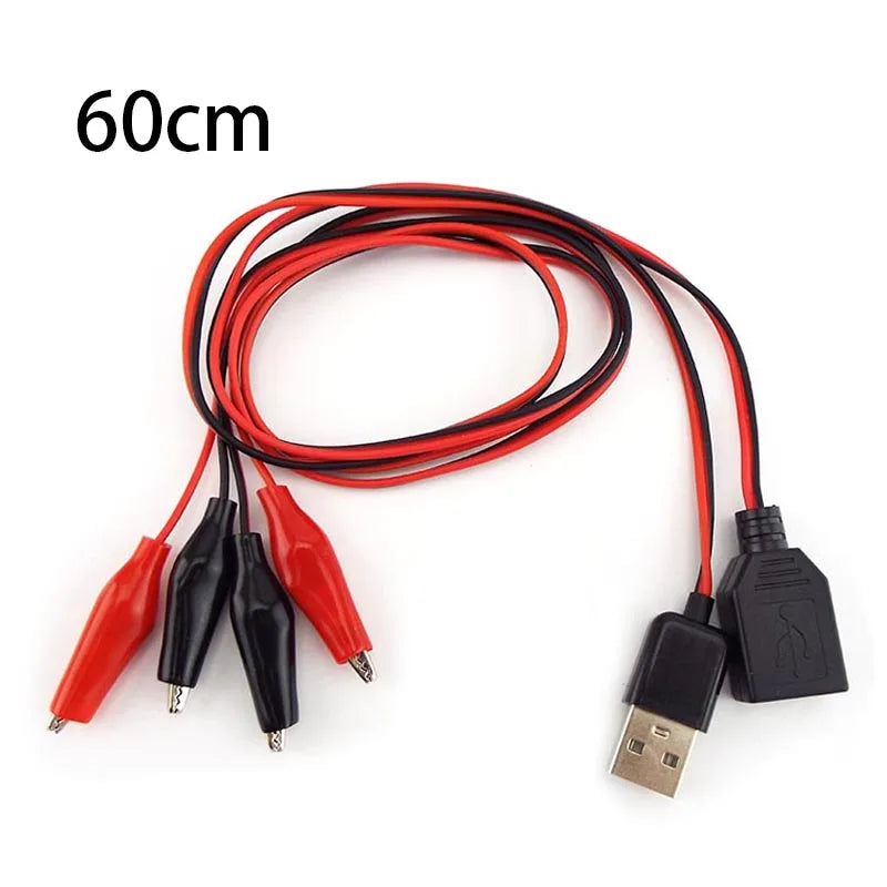 USB Alligator Clips Crocodile Wire Male Female to USB Tester Detector DC Voltage Ammeter Capacity Power Meter Monitor M20